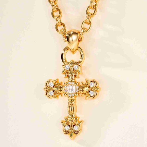 Chrome Hearts Gold and Silver Cross Necklace - Picture 1 of 8